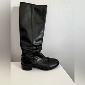 Donald J. Pliner Knee High Black Leather Riding Boots Women's Size 8.5